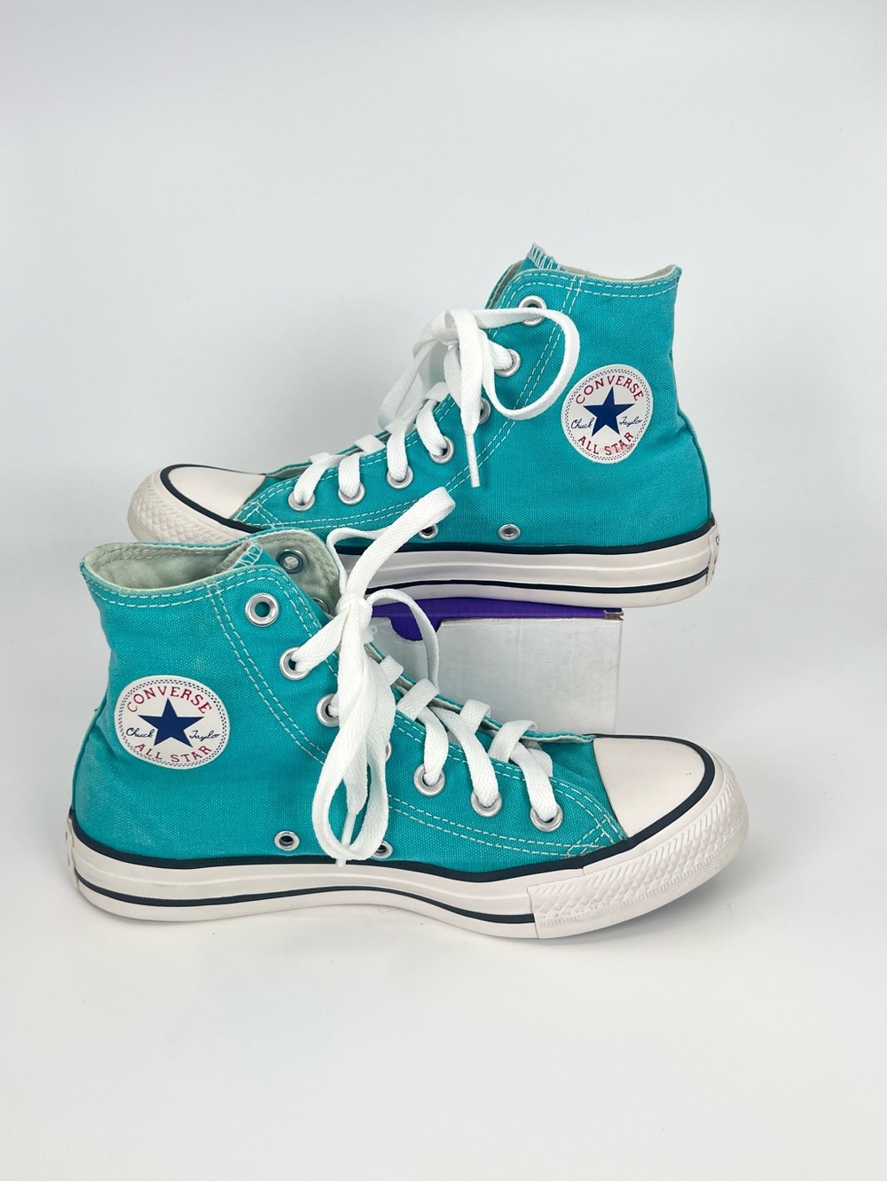 Converse Chuck Taylor High Top All Star Shoes Sneakers Teal WOMENS 6 *NEW LACES*